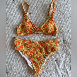 Urban Outfitters Orange Floral Bikini - Size SM/M